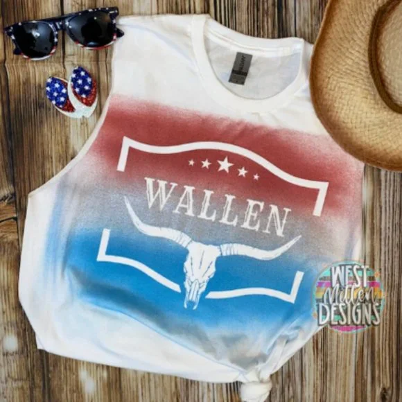 Morgan Wallen Red White Blue Country Music Tank - Picture 1 of 2